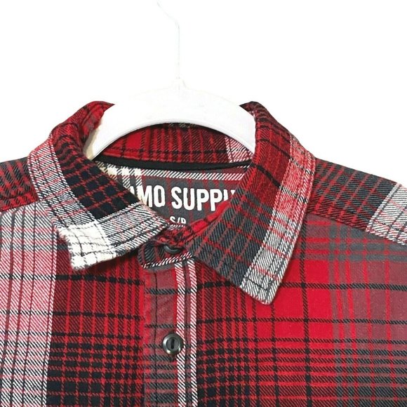 Mossimo Supply Co Womens Flannel Shirt Sz S/P Petite Small Button Down Red Plaid - Picture 3 of 10